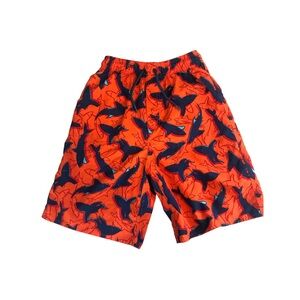 First Wave Boy’s Orange Blue Shark Swim Trunks Size 10